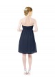 Bleu marine foncé Trapèze Mousseline Courte Robes demoiselle d'honneur / Robes de cocktail