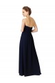 Bleu marine foncé Trapèze Mousseline Longue Asymétrique Robes demoiselle d'honneur