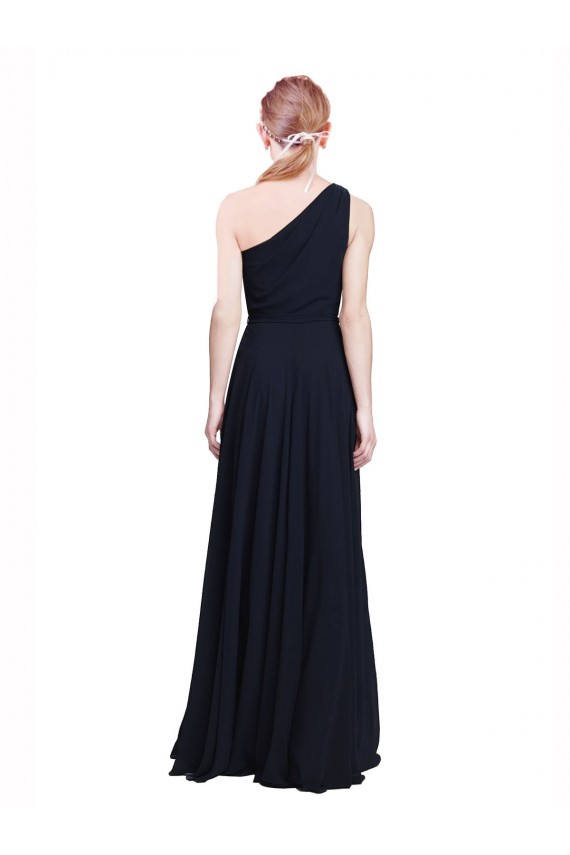Bleu marine foncé Trapèze Mousseline Longue Robes demoiselle d'honneur