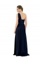 Bleu marine foncé Trapèze Mousseline Longue Robes demoiselle d'honneur