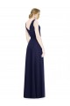 Bleu marine foncé Trapèze Mousseline Longue Robes demoiselle d'honneur