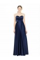 Bleu marine foncé Trapèze Satiné Stretch Longue Formelles Robes demoiselle d'honneur / Robes de soirée