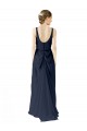 Bleu marine foncé Trapèze Scoop Mousseline Longue Robes demoiselle d'honneur
