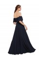 Bleu marine foncé Trapèze Épaule Dénudée Mousseline Longue Robes demoiselle d'honneur / Robes de bal