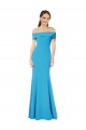 Bleu paon Fourreau Épaule Dénudée Crêpe Stretch Longue Formelles Robes demoiselle d'honneur / Robes de soirée / Robes de bal