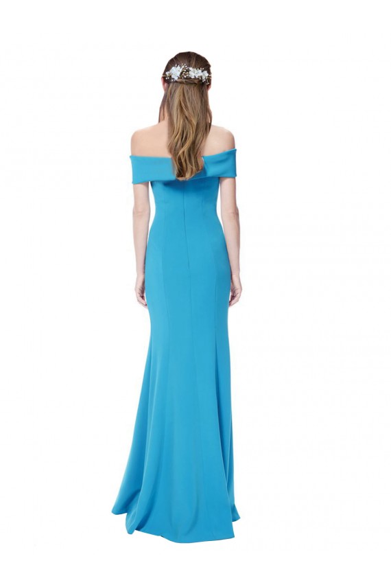 Bleu paon Fourreau Épaule Dénudée Crêpe Stretch Longue Formelles Robes demoiselle d'honneur / Robes de soirée / Robes de bal