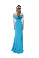 Bleu paon Fourreau Épaule Dénudée Crêpe Stretch Longue Formelles Robes demoiselle d'honneur / Robes de soirée / Robes de bal
