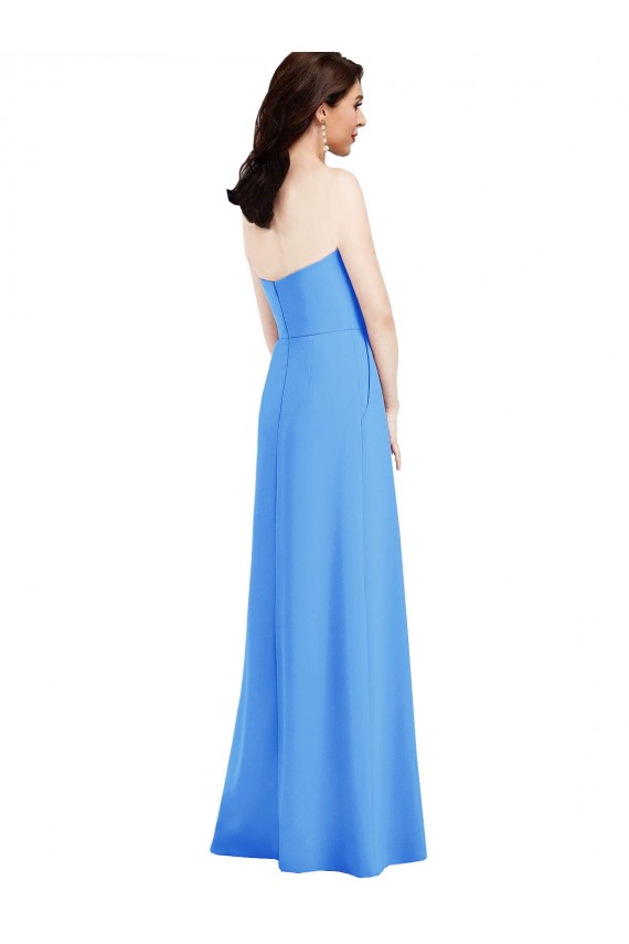 Bleu paon Trompette Sans bretelle Crêpe Stretch Longue Robes demoiselle d'honneur / Robes de bal