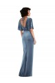 Bleu poussiéreux Fourreau Velours Stretch Longue Robes demoiselle d'honneur / Robes de bal