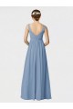 Bleu poussiéreux Trapèze Bretelles spaghetti Mousseline Longue Robes demoiselle d'honneur