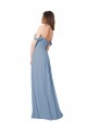 Bleu poussiéreux Trapèze Mousseline Longue Robes demoiselle d'honneur