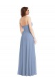 Bleu poussiéreux Trapèze Sans bretelle Mousseline Longue Robes demoiselle d'honneur