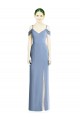 Bleu poussiéreux Trapèze Épaule Dénudée Mousseline Longue Formelles Robes demoiselle d'honneur / Robes de soirée