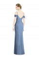 Bleu poussiéreux Trapèze Épaule Dénudée Mousseline Longue Formelles Robes demoiselle d'honneur / Robes de soirée