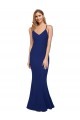 Bleu roi Fourreau Col V Crêpe Stretch Longue Formelles Robes demoiselle d'honneur / Robes de soirée / Robes de bal