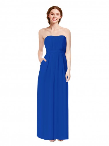 Bleu roi Fourreau Mousseline Longue Robes demoiselle d'honneur