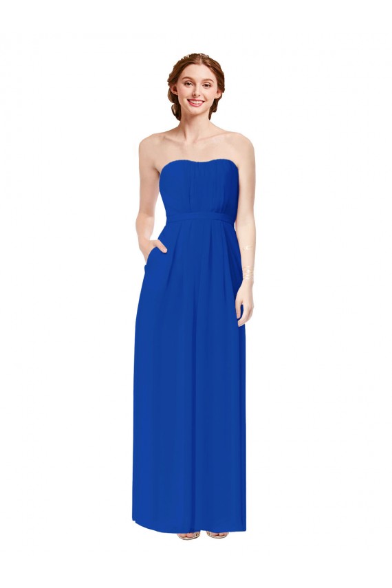 Bleu roi Fourreau Mousseline Longue Robes demoiselle d'honneur