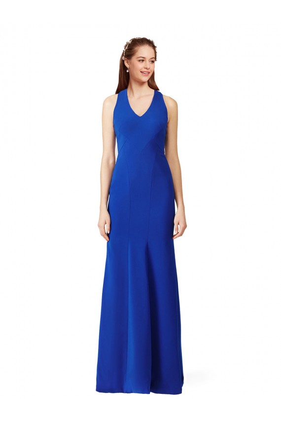 Bleu roi Sirène Col V Crêpe Stretch Longue Formelles Robes demoiselle d'honneur / Robes de soirée / Robes de bal