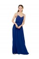 Bleu roi Trapèze Bretelles spaghetti Mousseline Longue Robes demoiselle d'honneur