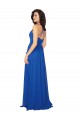 Bleu roi Trapèze Col V Mousseline Longue Robes demoiselle d'honneur
