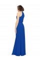 Bleu roi Trapèze Col bijou Mousseline Longue Robes demoiselle d'honneur