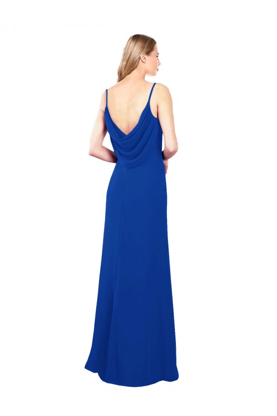 Bleu roi Trapèze Mousseline Longue Robes demoiselle d'honneur