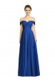 Bleu roi Trapèze Épaule Dénudée Mousseline Longue Robes demoiselle d'honneur