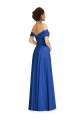Bleu roi Trapèze Épaule Dénudée Mousseline Longue Robes demoiselle d'honneur