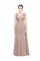 Blush Trapèze Col V Tulle Longue Robes demoiselle d'honneur