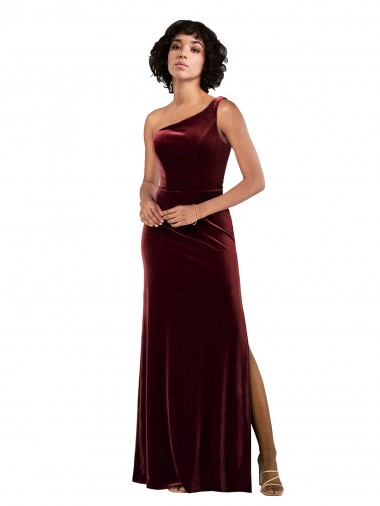 Bordeaux Colonne Velours Stretch Longue Formelles Robes demoiselle d'honneur / Robes de soirée / Robes de bal