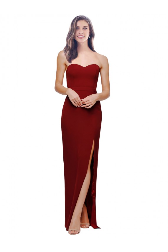 Bordeaux Fourreau Crêpe Stretch Longue Formelles Robes demoiselle d'honneur / Robes de soirée / Robes de bal
