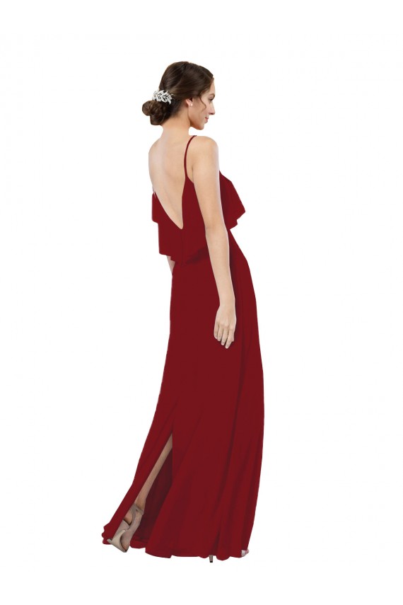 Bordeaux Fourreau Scoop Mousseline Longue Robes demoiselle d'honneur