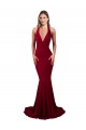 Bordeaux Sirène Licou Col V Spandex Longue Formelles Robes demoiselle d'honneur / Robes de soirée / Robes de bal