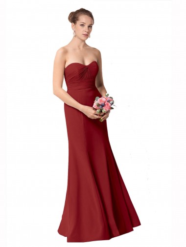 Bordeaux Sirène Mousseline Longue Robes demoiselle d'honneur
