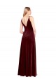 Bordeaux Trapèze Col V Velours Stretch Longue Robes demoiselle d'honneur / Robes de bal