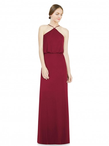 Bordeaux Trapèze Licou Mousseline Longue Robes demoiselle d'honneur