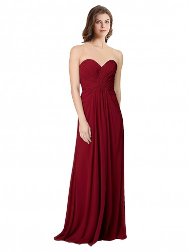 Bordeaux Trapèze Mousseline Longue Robes demoiselle d'honneur