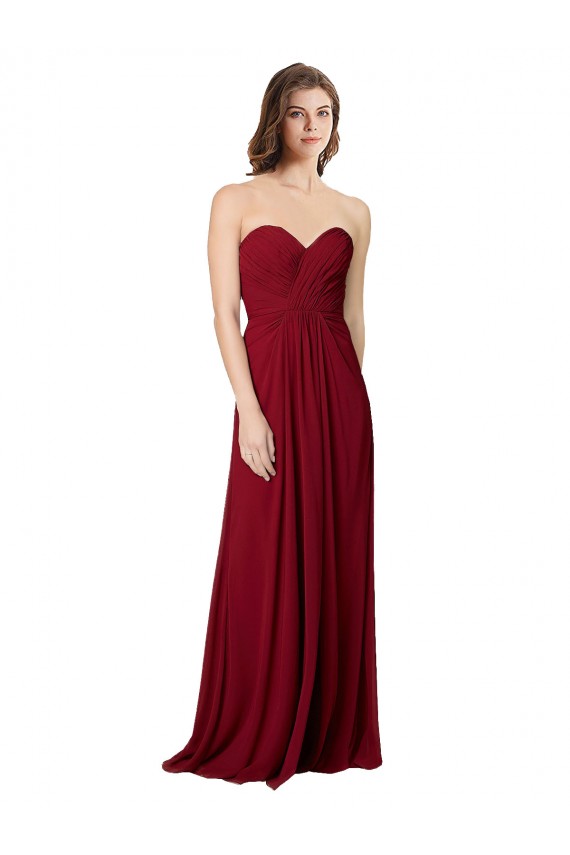 Bordeaux Trapèze Mousseline Longue Robes demoiselle d'honneur