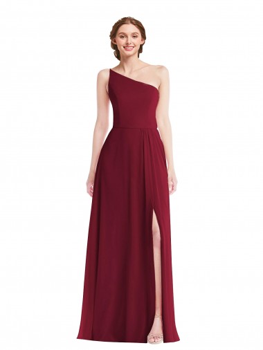 Bordeaux Trapèze Mousseline Longue Robes demoiselle d'honneur