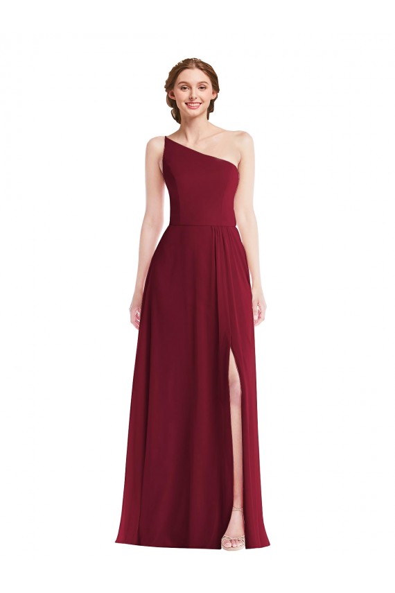 Bordeaux Trapèze Mousseline Longue Robes demoiselle d'honneur