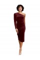 Bordeaux Trapèze midi Velours Stretch Courte Robes demoiselle d'honneur / Robes de bal