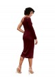 Bordeaux Trapèze midi Velours Stretch Courte Robes demoiselle d'honneur / Robes de bal