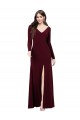 Bordeaux foncé Fourreau Col V Spandex Longue Robes demoiselle d'honneur / Robes de bal
