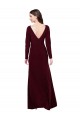 Bordeaux foncé Fourreau Col V Spandex Longue Robes demoiselle d'honneur / Robes de bal