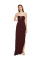 Bordeaux foncé Fourreau Sans bretelle Crêpe Stretch Longue Formelles Robes demoiselle d'honneur / Robes de soirée / Robes de bal