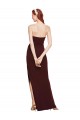 Bordeaux foncé Fourreau Sans bretelle Crêpe Stretch Longue Formelles Robes demoiselle d'honneur / Robes de soirée / Robes de bal