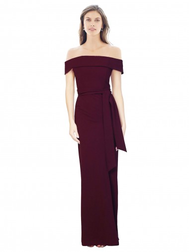 Bordeaux foncé Sirène Épaule Dénudée Crêpe Stretch Longue Formelles Robes demoiselle d'honneur / Robes de soirée / Robes de bal