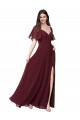 Bordeaux foncé Trapèze Mousseline Longue Robes demoiselle d'honneur