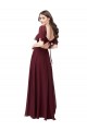 Bordeaux foncé Trapèze Mousseline Longue Robes demoiselle d'honneur