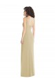 Champagne Trompette Col Carré Crêpe Stretch Longue Formelles Robes demoiselle d'honneur / Robes de soirée / Robes de bal